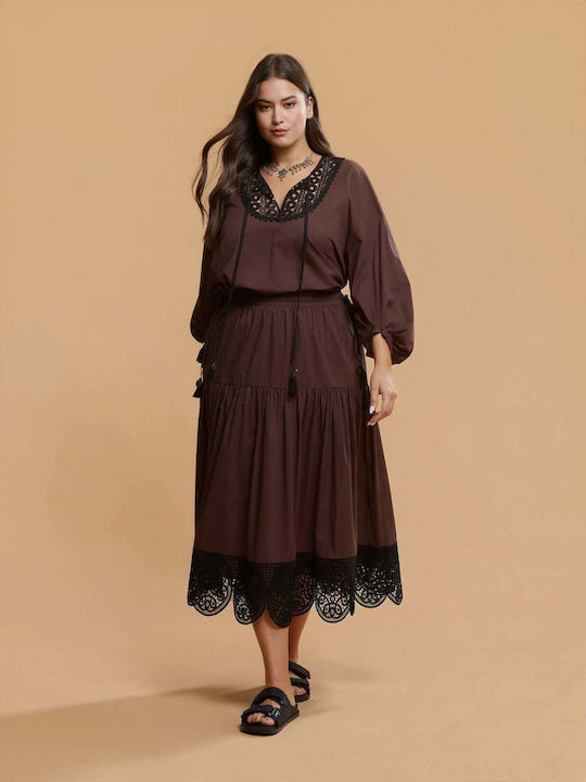 Midi Дамска Пола Кафява 8501.6016.R.НЕТТО-brown