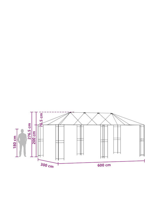 vidaXL Рамка За Тента За Тераса 6x3м