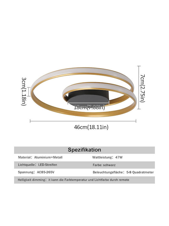 Lampa Deckenleuchte Montieren Gold Mit Integrierter LED Und Fernbedienung