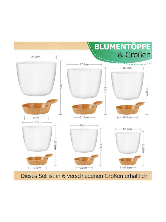 Herbs Flowers Various Sizes Σετ 6 Αυτοποτιζόμενες Γλάστρες Πλαστικές White