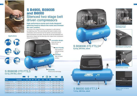 Abac S B4900 270 FT4 Air Compressors with Power 4hp and Airtank 270lt 4116007332