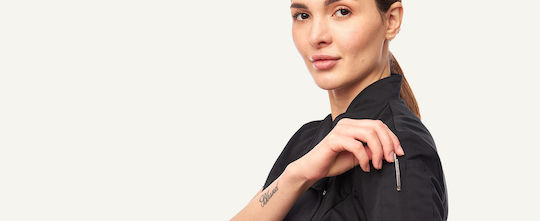 strongAnt Coat Chef 100% Cotton made Female Black with Long Sleeve Stretch