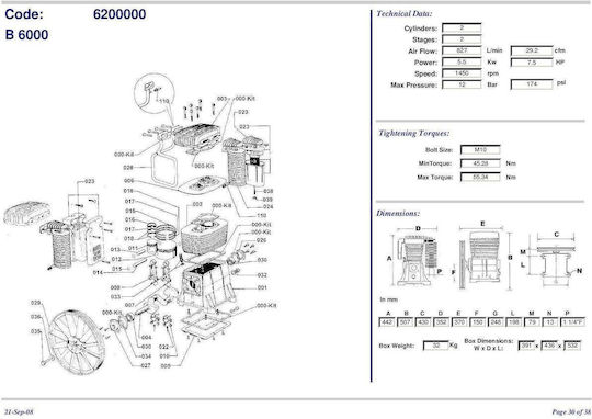Abac B6000 Two Stages Air Compressor Head 7.5hp 4116090254