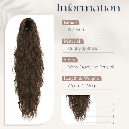 Haarverlängerungen in Kastanienfarbe matter 65cm Sofeiyan Ponytail Clip-on