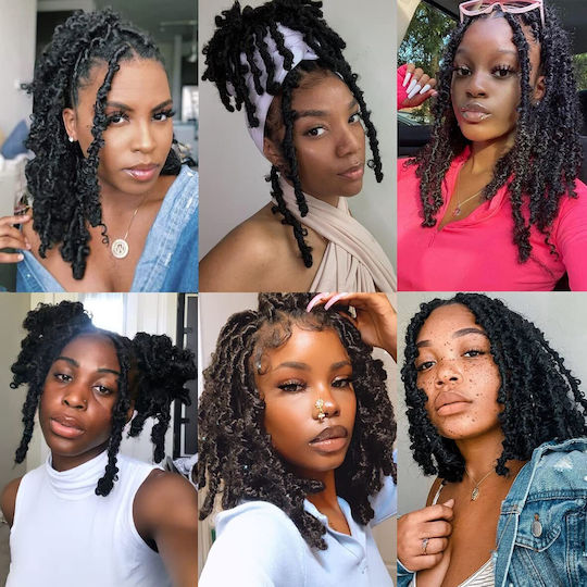 Synthetic Hair Extensions Butterfly Locs Crochet Braids 30cm 6 Pack
