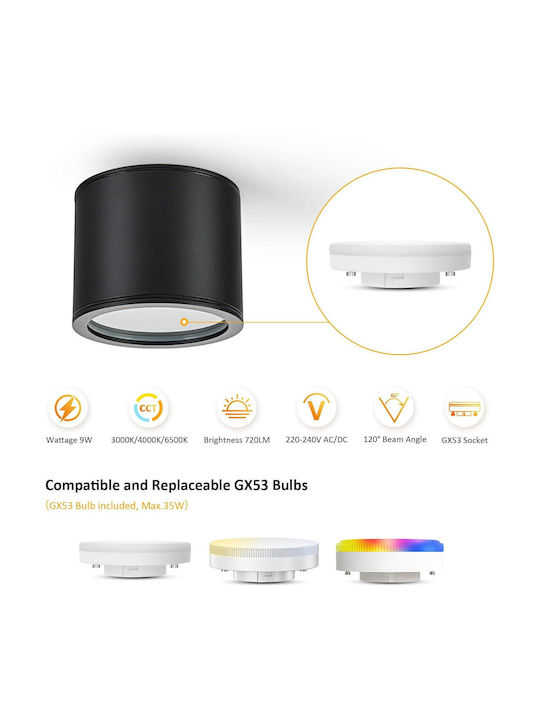 Lampa Corp de iluminat de Exterior cu LED Integrat în Culoare Negru