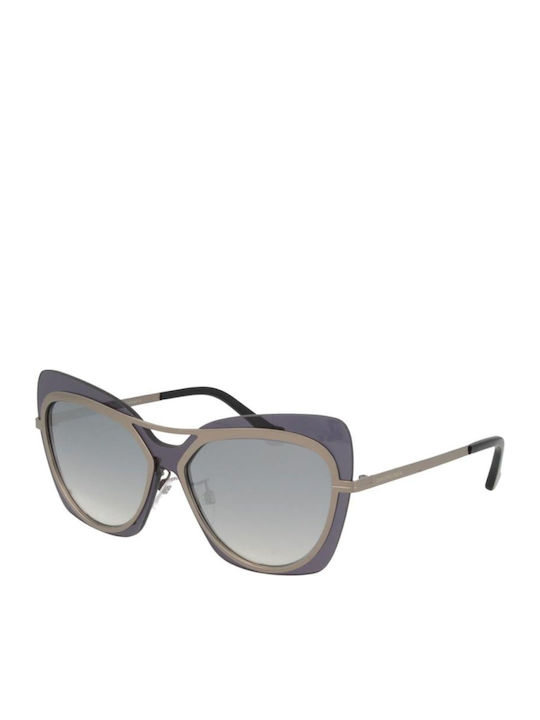 Balenciaga Ochelari De Soare Pentru Femei Cu Ramă Argintie Și Lentile Gri Degrade