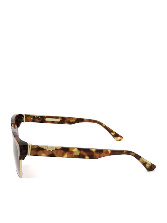 Police Men's Sunglasses with Brown Metallic Frame and Brown Lenses