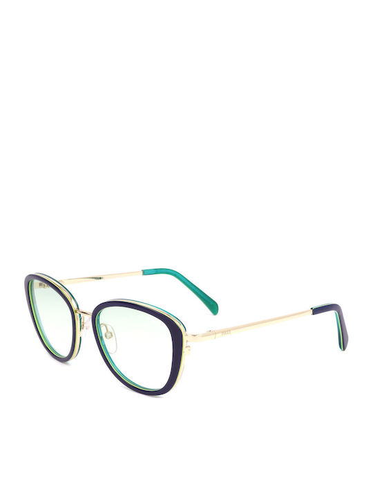 Emilio Pucci Women's Sunglasses with Blue Metallic Frame and Gradient Lenses