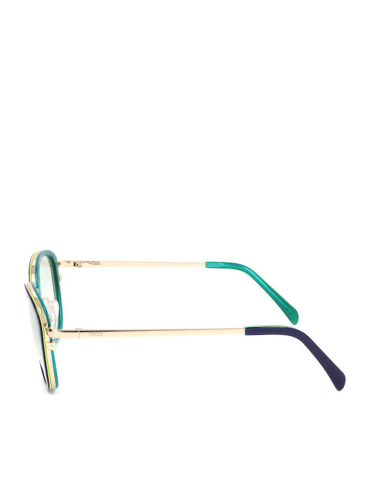 Emilio Pucci Women's Sunglasses with Blue Metallic Frame and Gradient Lenses