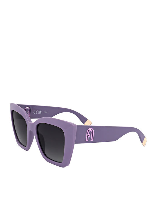 Furla Women's Sunglasses with Purple Plastic Frame and Gray Gradient Lens