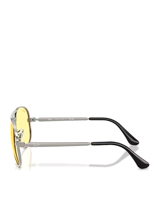 Ray Ban Unisex Sunglasses with Silver Metallic Frame and Yellow Lens RB3925 004 R6