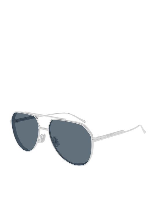 Bottega Veneta Unisex Γυαλιά Ηλίου με Ασημί Μεταλλικό Σκελετό και Ασημί Καθρέφτη Φακό