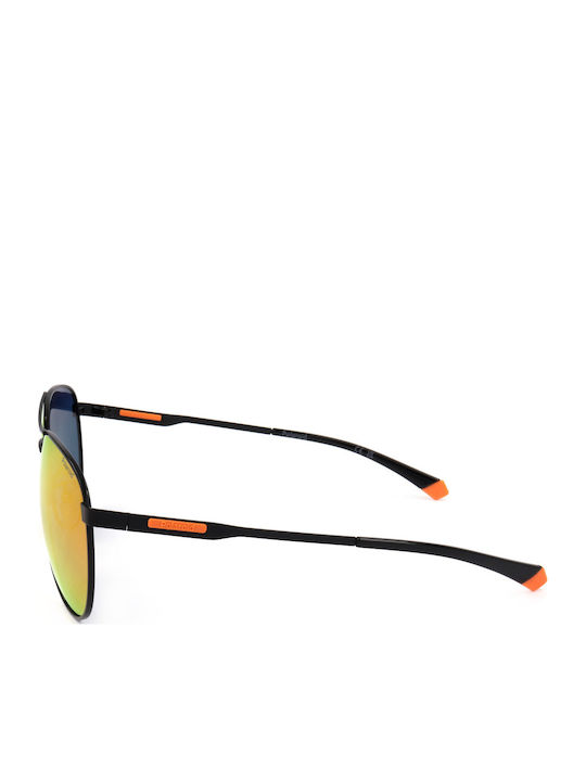 Polaroid Men's Sunglasses with Black Frame and Orange Lens PLD2160/G SX8/07
