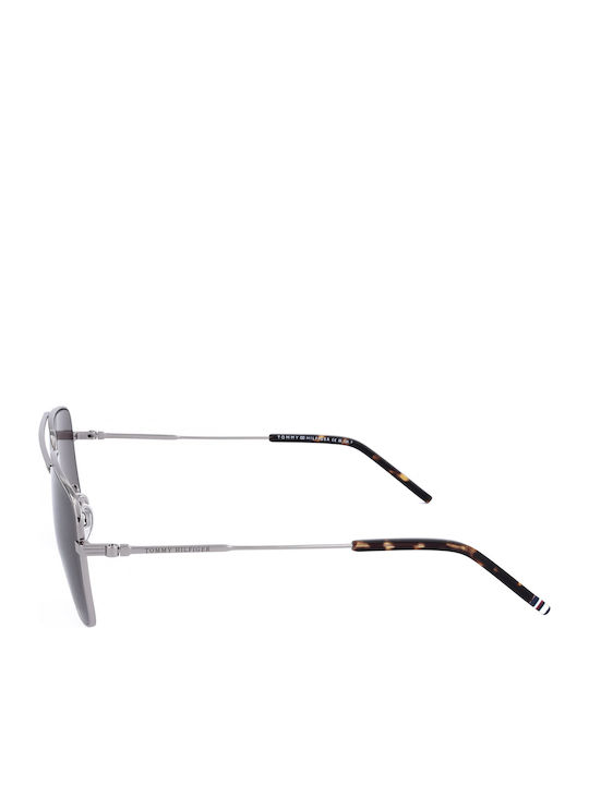 Tommy Hilfiger Men's Sunglasses with Silver Metallic Frame and Brown Lenses