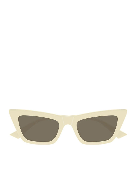 Bottega Veneta Unisex Sunglasses with Beige Horn-Rimmed Frame and Beige Lenses