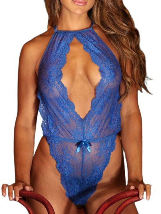 La Lolita Amsterdam Sexy Κορμάκι με Διαφάνεια & Δαντέλα Μπλε