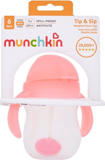 Munchkin Toddler Cup with Handles and Straw Plastic Pink 207ml