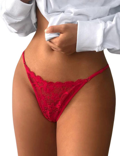 Chicret Γυναικείο Sexy String με Δαντέλα Μαύρο