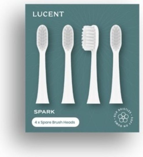 Original Be Lucent Spark Heads Toothbrush Replacement Tips 4 Pcs White Soft Bristles