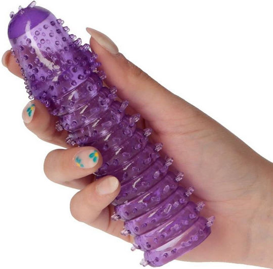 Purple Textured Penis Extension Sleeve Toyz4lovers Bestseller Stretchy Phallic Extension Sleeve Purple 16cm