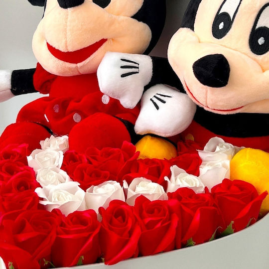 Aranjament Floral Mickey Minnie Mouse 29 Trandafiri Săpun În Cutie Albă În Formă De Inimă 29x35 Cm Aranjament Floral Mickey Minnie Mouse 29 Trandafiri Săpun În Cutie Albă În Formă De Inimă 29x35 Cm