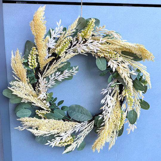 Decorațiune Coroană De Flori Suspendată Plante Artizanale Pe Un Pat Crenguțe Naturale Multicolore