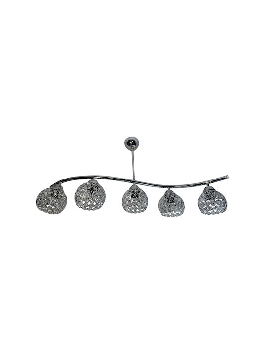 Epiplo-Fos Pendant Rail Light for 5 E27 Bulbs 90x10x42cm