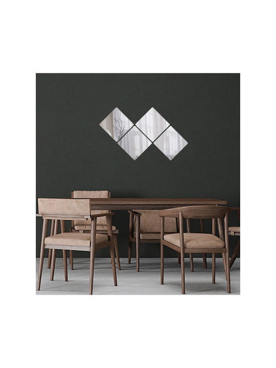 SteweHome Oglindă de Perete cu Ramă din Plastic Argintie 30x30cm 4 Bucăți