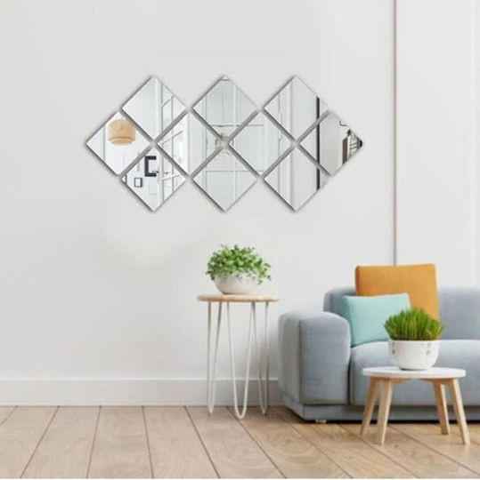 SteweHome Wall Mirror with Silver Plastic Frame 20x20cm 4 Pieces