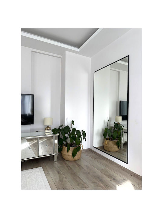SteweHome Oglindă de Perete Integrală cu Ramă Metalică Neagră 180x100cm