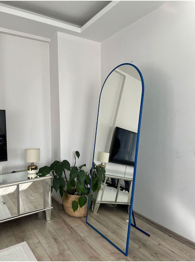 SteweHome Oglindă de Perete Ovală Integrală cu Cadru Metalic Albastru 180x70cm