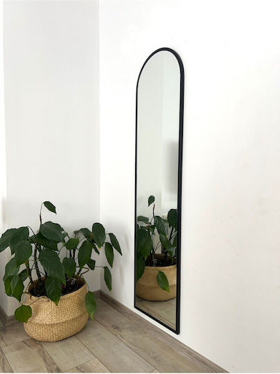 SteweHome Oglindă de Perete Ovală cu Cadru Metalic Negru 40x160cm