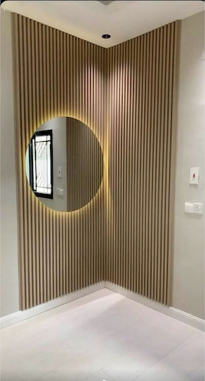 SteweHome Wall Mirror with Orange Frame & LED Lighting Diameter 60cm