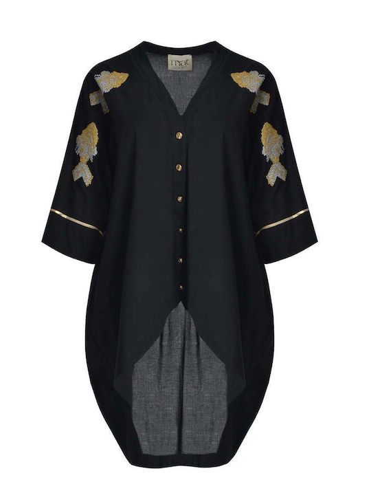 Tunică Din Bumbac Cu Mânecă 3/4 Neagră 8501.3080.R.NETTO-black