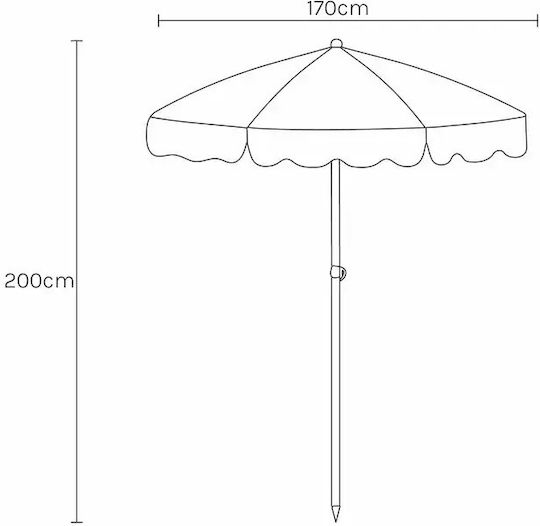 Compact Compact Marine Stripe Umbrelă Pliabilă De Plajă Diametru 1.7m