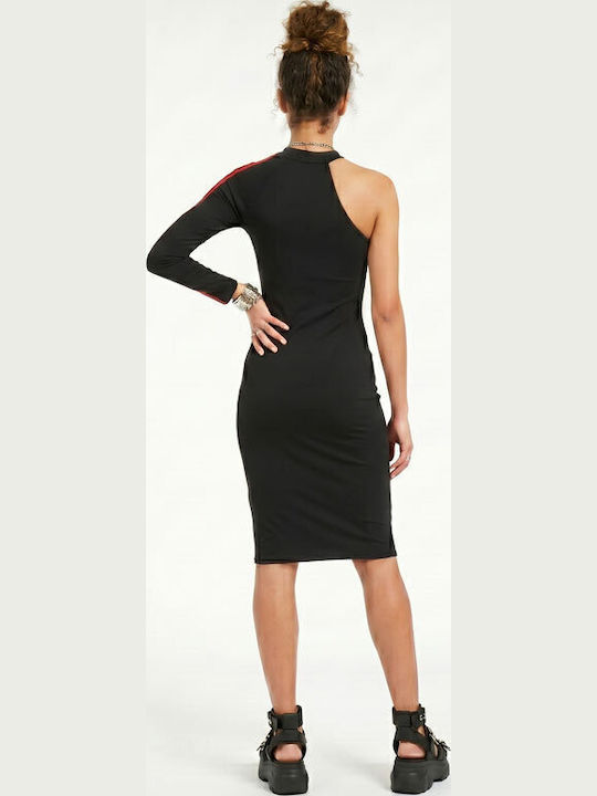 Rochie Midi Roșu Negru
