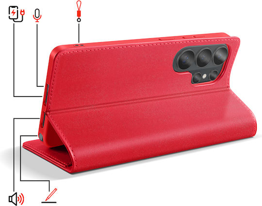 Dux Ducis Brieftasche Hülle Galaxy S26 Ultra Qi Kabelloses Laden Kompatibel Rote