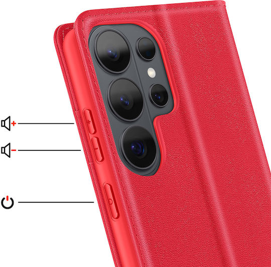 Dux Ducis Brieftasche Hülle Galaxy S26 Ultra Qi Kabelloses Laden Kompatibel Rote