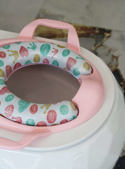 Baby Jem Παιδικό Κάθισμα Τουαλέτας Καπάκι Τουαλέτας Ροζ με Χειρολαβές & Μαξιλαράκι Ροζ