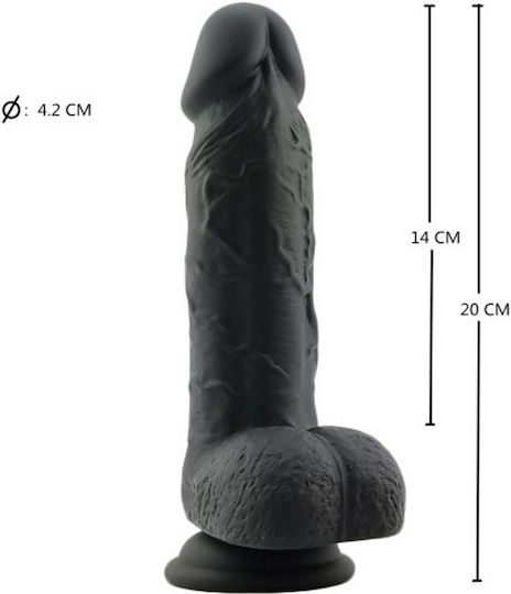 Ρεαλιστικό Dildo με Βεντούζα Μαύρο 17cm