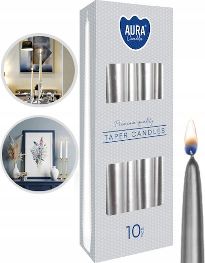 Aura Glass Κηροπηγίου Ασημί 10τμχ Aura Glass Κηροπηγίου Ασημί 10τμχ