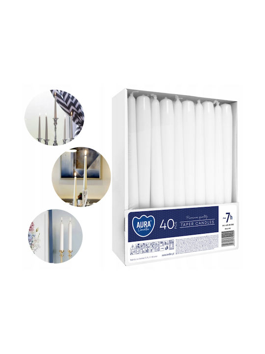 Aura Glass Декоративна Свещ Конус Бяла 40 Бройки