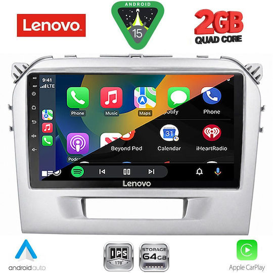 Lenovo Автомобилна Аудио Система за Suzuki Vitara 2016-2022 (Bluetooth/USB/Вграден Wi-Fi/GPS/Apple CarPlay/Android Auto) с Touch Screen 9"