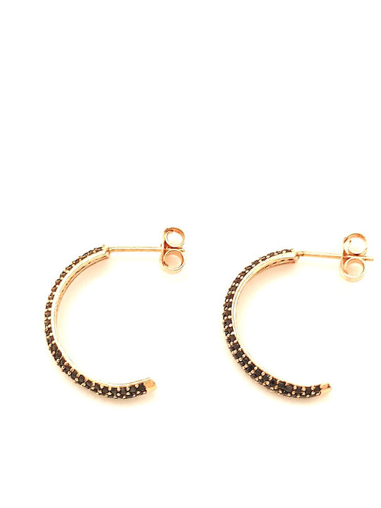 PS Silver Silver Gold Plated Hoop Earrings with Stones