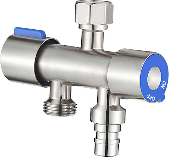Avizar Independent Double Outlet Chrome-plated Brass Shut-off Valve Double Control Silver