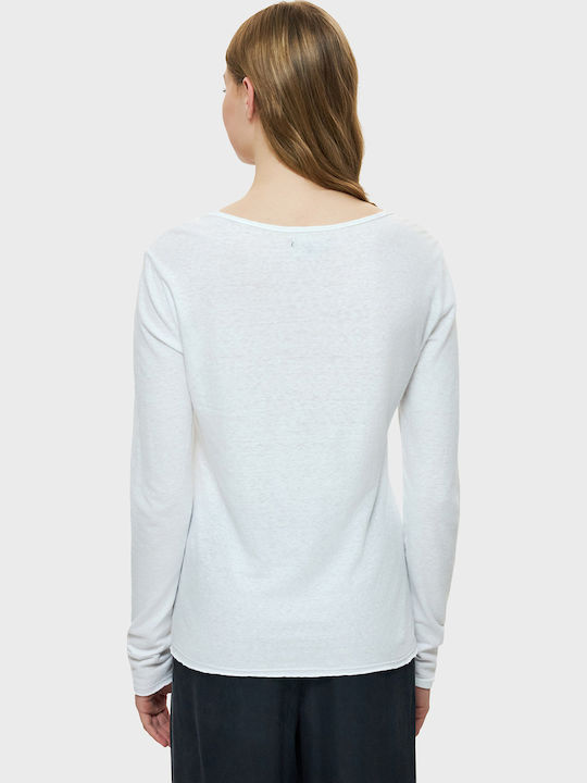 Women's Summer Linen Long Sleeve Blouse White