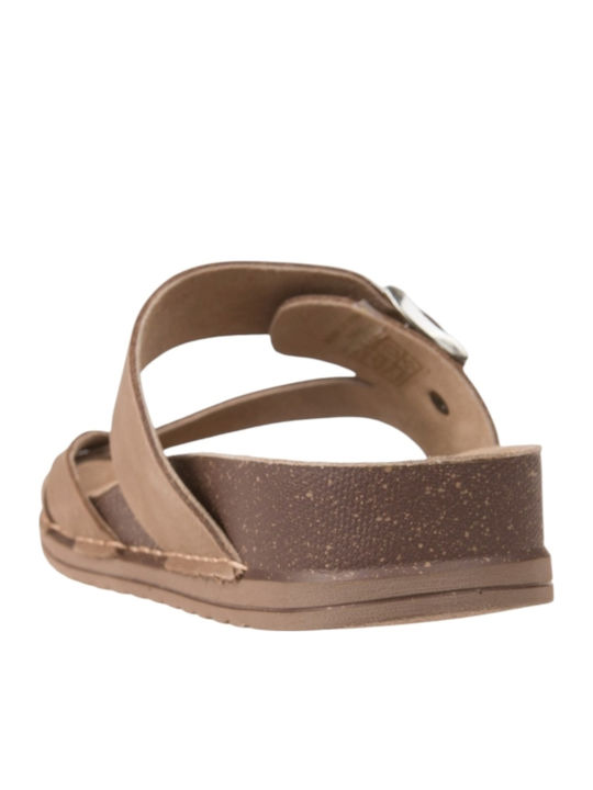 Leather Women's Flat Sandals Beige