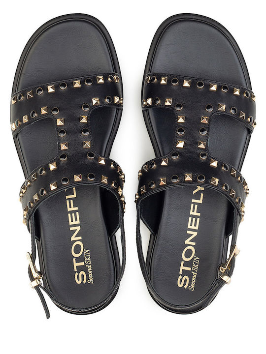 Damen Flache Schwarze Sandalen