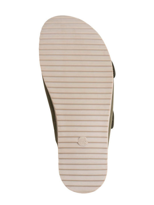Damen Anatomisch Flache Sandalen Grün